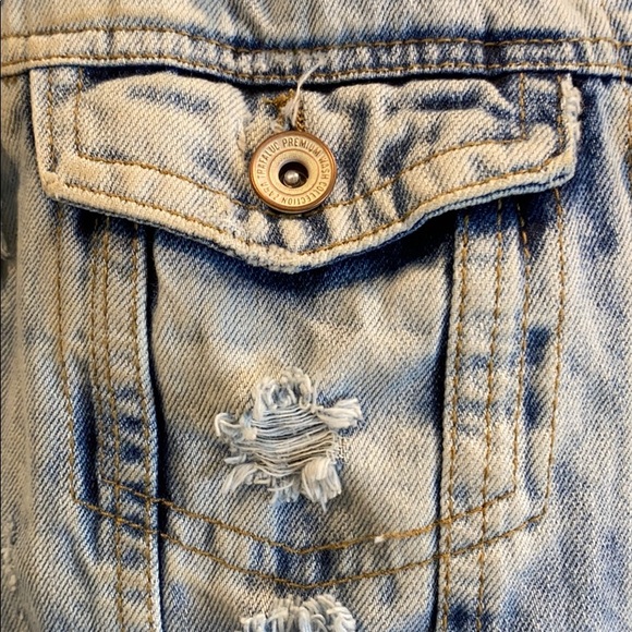 Zara Trafaluc Distressed Denim Vest, Like New - Picture 4 of 12